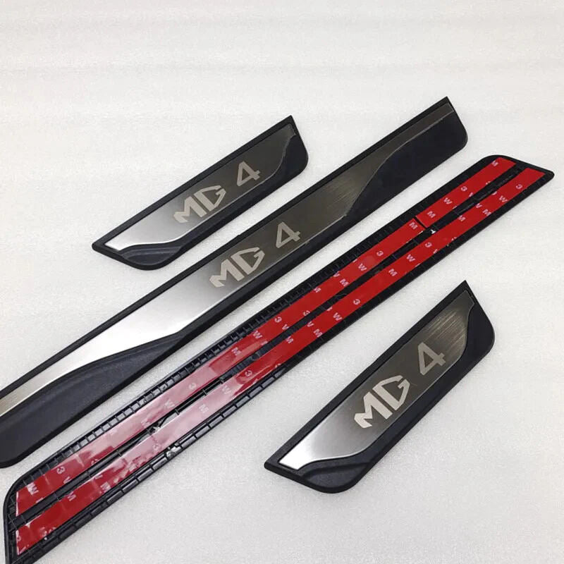 SUNQIQI Car Door Sill Protector For MG4 EV 2022-2025,Carbon Fiber Texture Threshold Sticker,Decoration Door Entry Guard Sill Protector Trim,Door Accessories